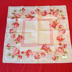 Pierre Balmain Pink and Green Floral Cotton Handkerchief
